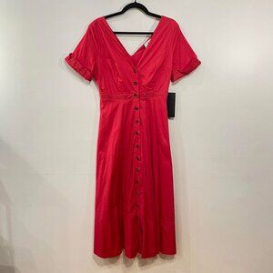 Last Chance New Tuckernuck Kate Stretch Cotton Button-Front Maxi Dress Red S$168
